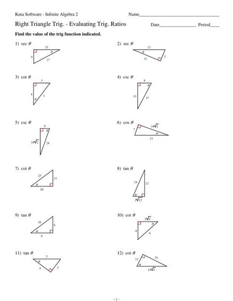 right triangle trigonometry worksheet kuta software